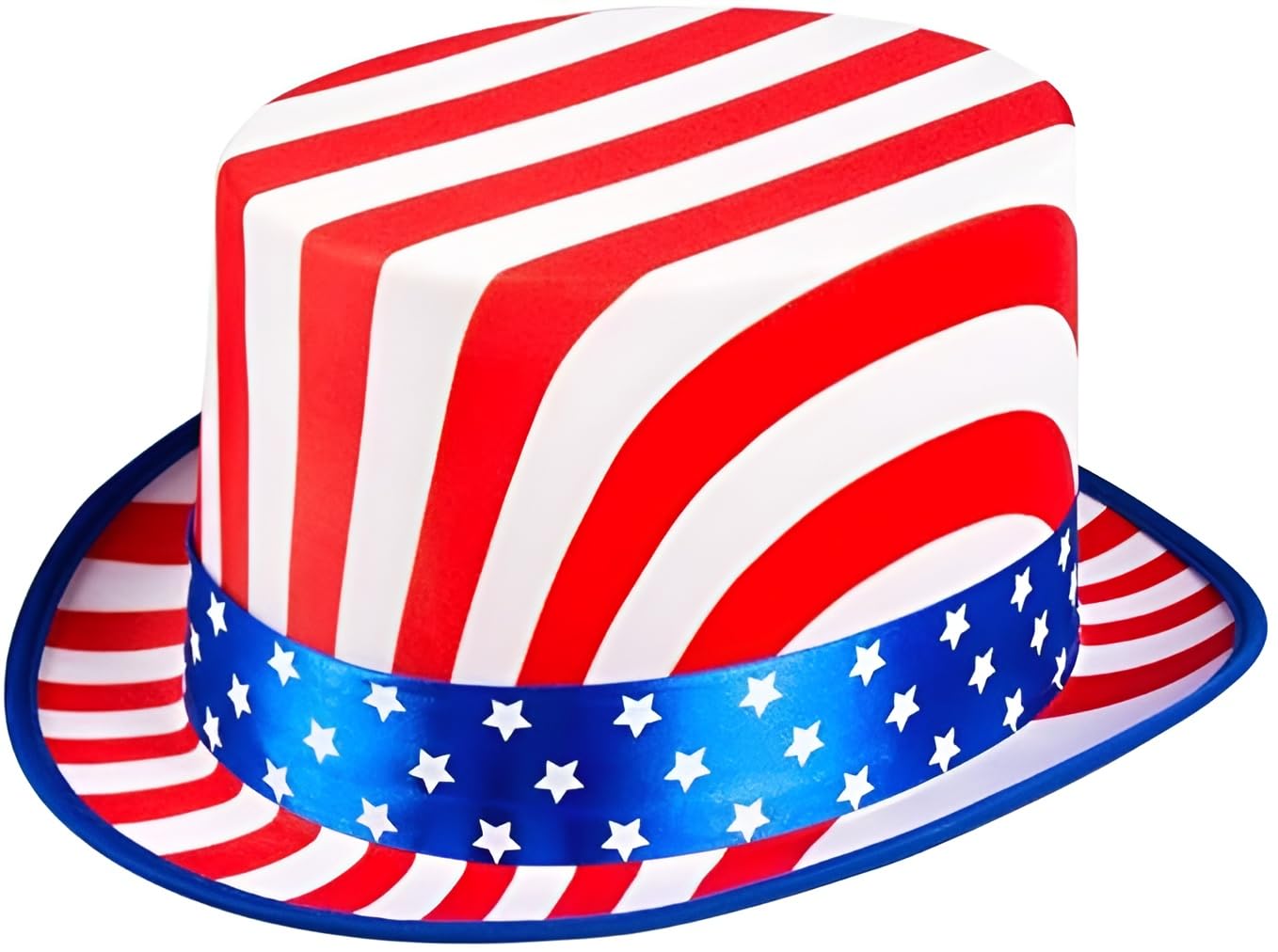 Boland USA Top Hat for Adults – American Flag Fancy Dress Accessory – Red White & Blue Stars and Stripes Costume Hat – Ideal for 4th of July, Patriotic & Party Events