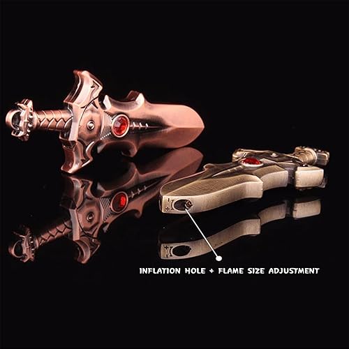 Miniatura 7 de Encendedor de metal fresco, diseño único, reutilizable e inflable, adecuado para niños y hombres, accesorios de llavero (sin gas (dorado)