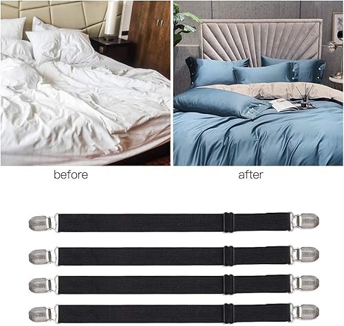 Miniatura 4 de Clips ajustables para sábanas, correas de soporte y tirantes, agarre, se extienden de 21 a 80 pulgadas, bandas elásticas de estilo largo, traje
