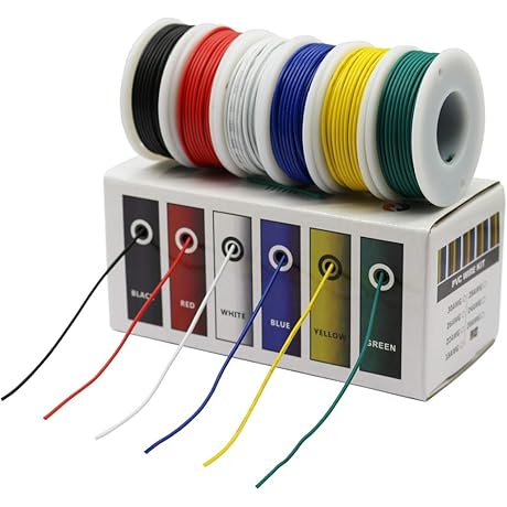 Hook Up Wire Kit (Stranded Wire Kit), 18 Gauge 6 Colors 16.4...