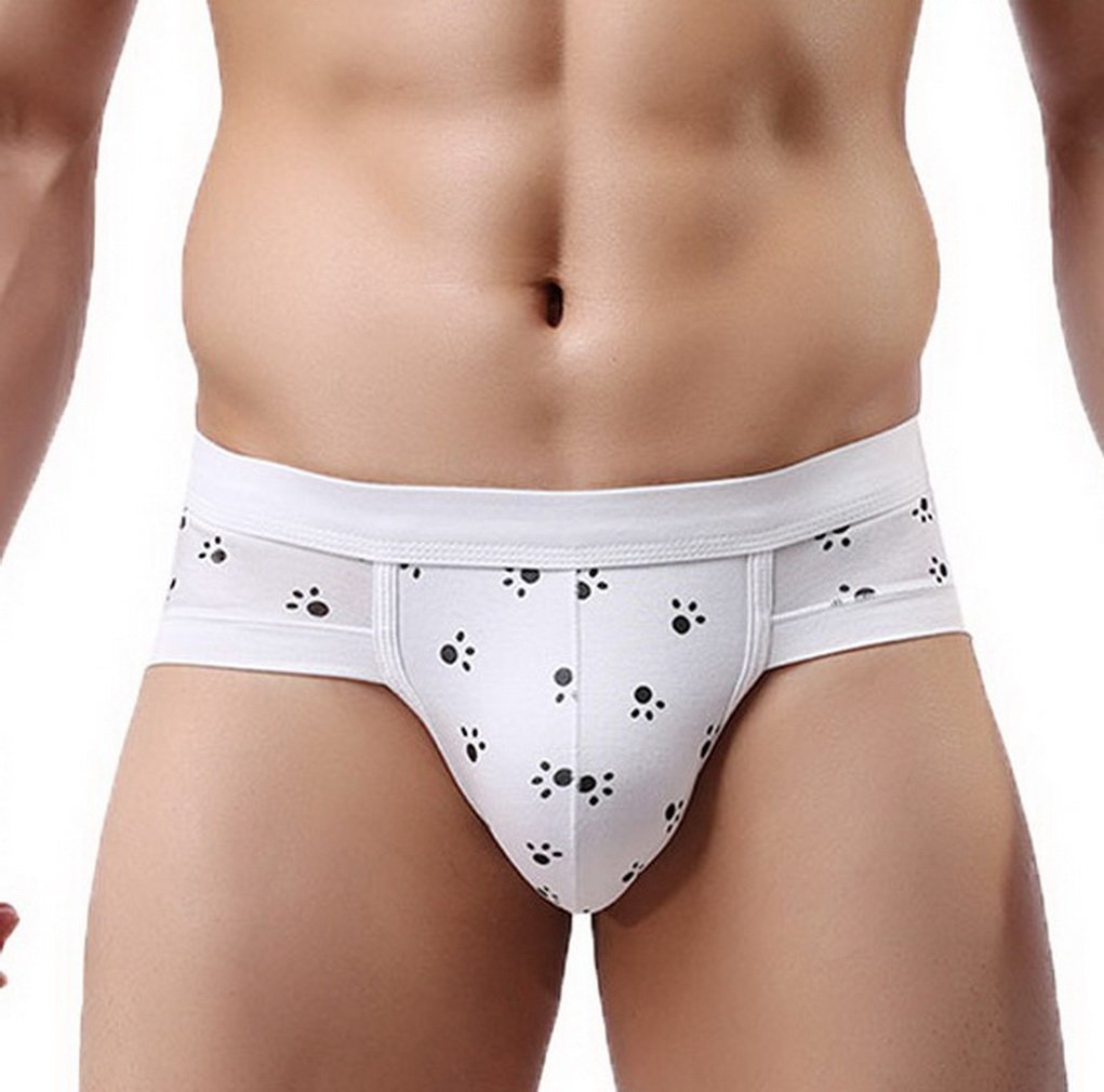 YiyiLai Men Modal Low Waist Stretchy Boxers Underpants Pouch Briefs Footprint L