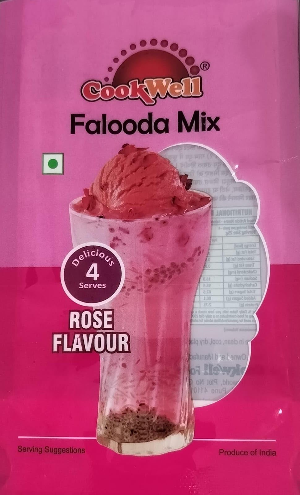 Cookwell Combo of Falooda Mix | 100g × 4 Flavours (Rose, Mango, Sitafal, Srawberry) - Tasty & Health