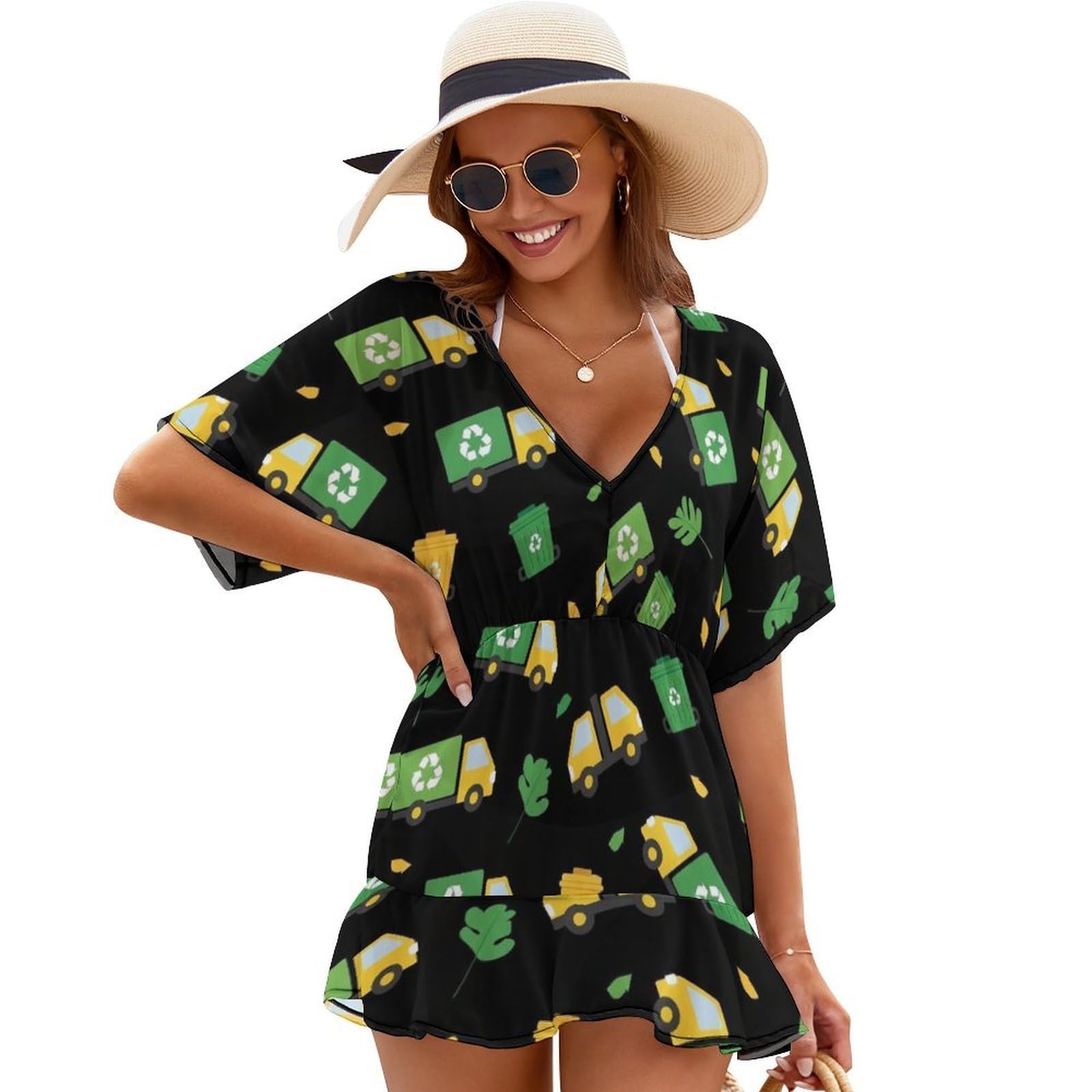 Swimsuit Cover Up for Women 2026 V-Neck Swimwear Beach Dress Beachwear