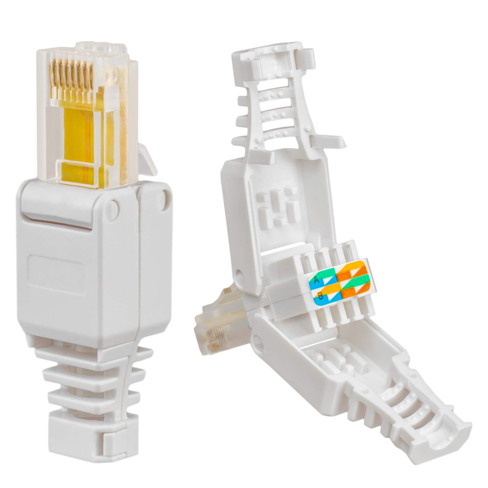 Premium X 10 connettori di rete CAT6 RJ45 per cavi di posa CAT5 e CAT6, cavo patch AWG 24, conduttore interno LAN, senza attrezzi, schermato UTP 1 Gbit/s