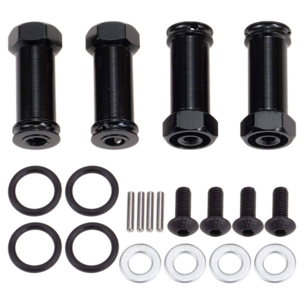 Pack of 4 Wheel Hex Hub Extension Drive Adapter M12 12mm M30 30mm Extension Adapter Longer Combiner Coupler for Rc 1/10 RC Model Car Traxxas Slash 5807 Alloy Aluminum, Cojoys (Black)