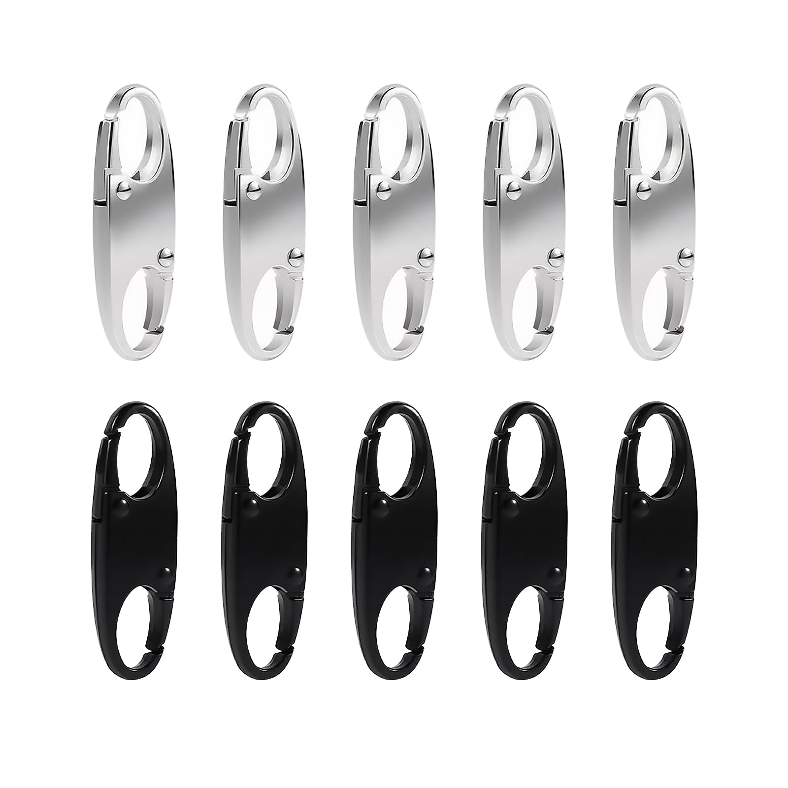 10 Pcs Zipper Locks Anti Theft Zipper Clips Anti Theft Dual Opening Design S Type Suitable for Backpacking, Camping and Outdoor Sports (5 Pcs Black+5