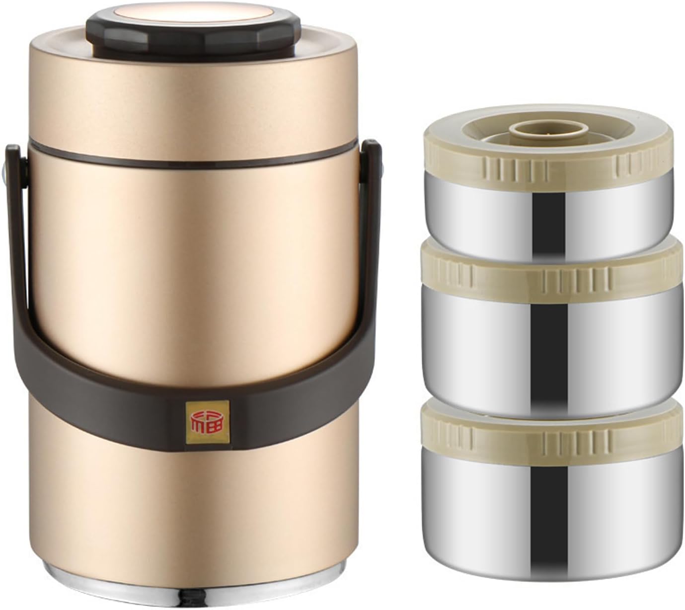 Nonrust Steel Insulated Food Container With Stackable Design Lunch Container For Hot Meals Golden Lunch Box