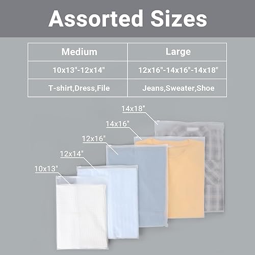 Miniatura 2 de Bolsas de ropa con cremallera esmerilada, 50 bolsas de polietileno de 14 x 18 pulgadas para envío, embalaje, bolsas de viaje con cierre de