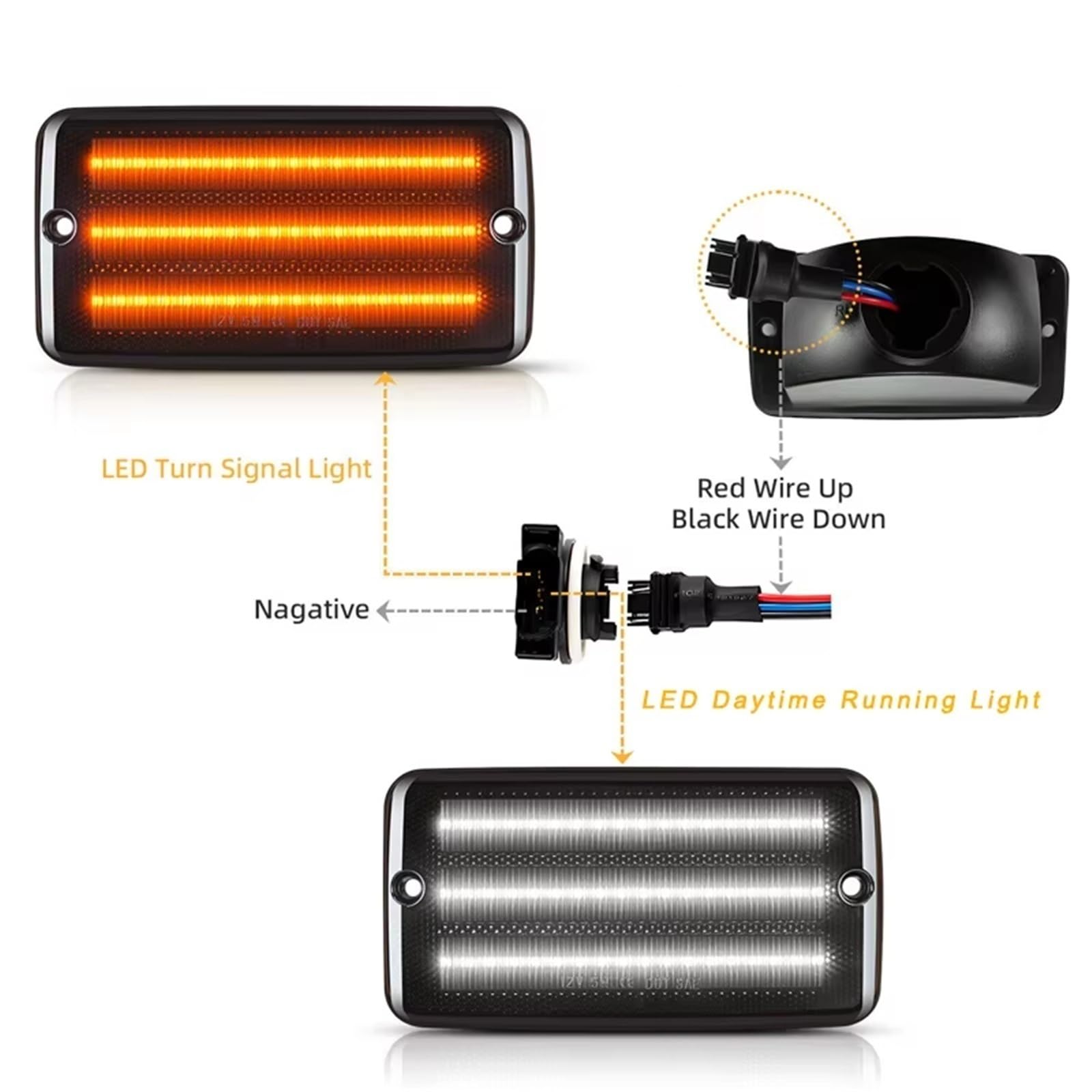 Specchietti Laterali Lampeggiatore Per Jeep Per Wrangler Per TJ 1997-2006 Indicatori Direzione Dinamici A LED Paraurti Anteriore Luci Posizione Laterali DRL Marcia