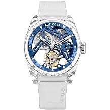 AGELOCER Men's Free-Sprung Flying Tourbillon Watch, Transparent Crystal Case, Hand-Wound Mechanical Movement, 80-Hour Power Reserve, Luxury Skeleton Dress Watch with Watch Winder