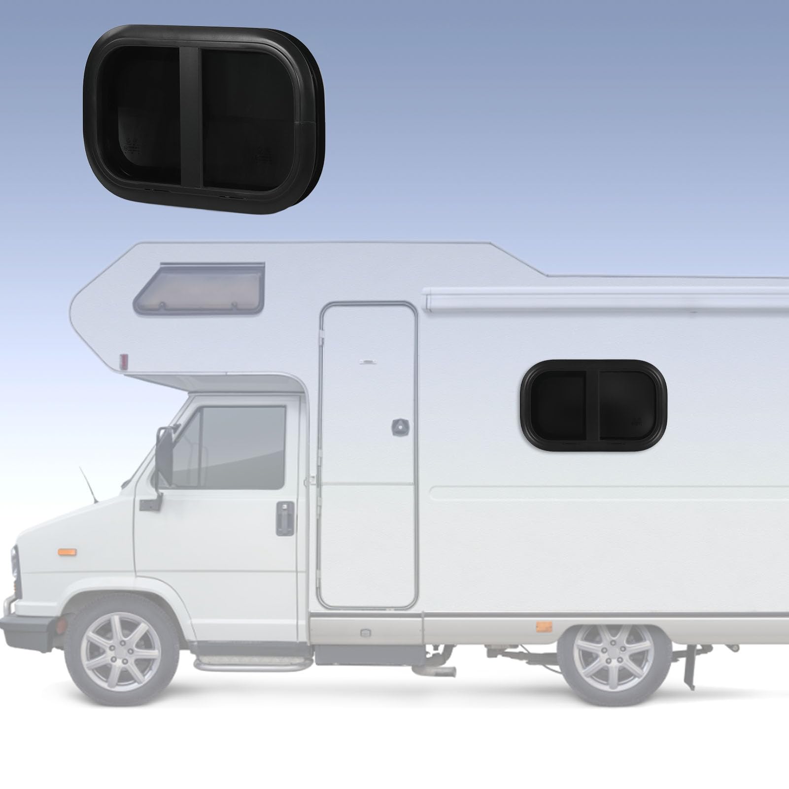 Socobeta Ventana Corredera para Autocaravana, Ventana Universal para Autocaravana con Protección de Privacidad L500 H300mm para Caravanas (Para espesor de pared: 33 a 38 mm)