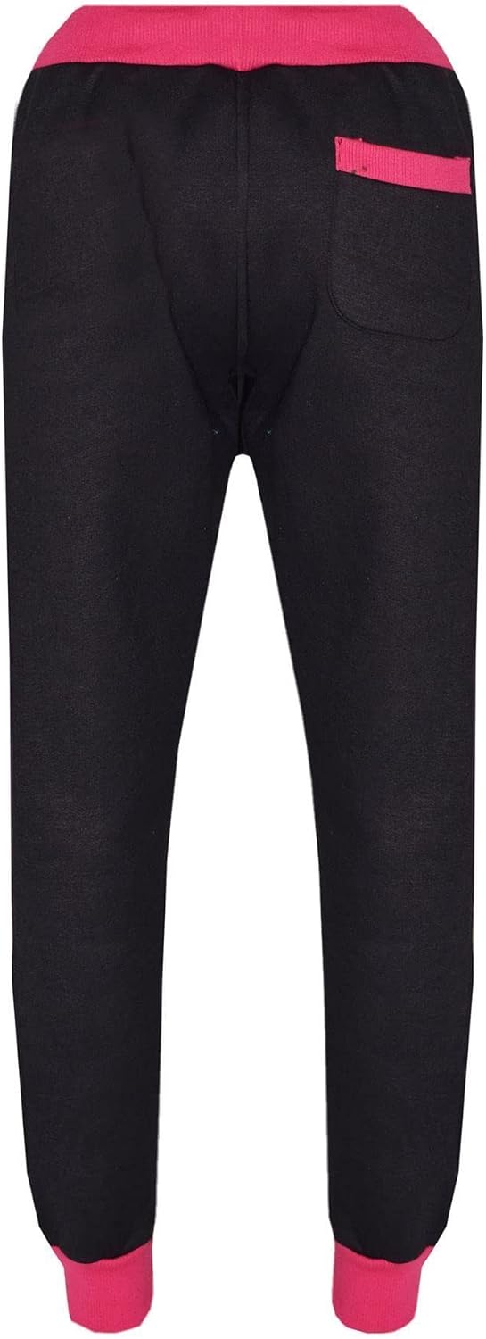 Kids Tracksuit Girls The Power Design Black Pink Top Jogger Bottom Jogging Suit