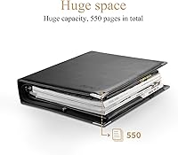 Vista 4 de Eastar ESMF-1 Carpeta de cuero para partituras, nueva versión con 3 anillos, carpeta de 13.5" x 10.5" para conciertos y coros con correa elástica