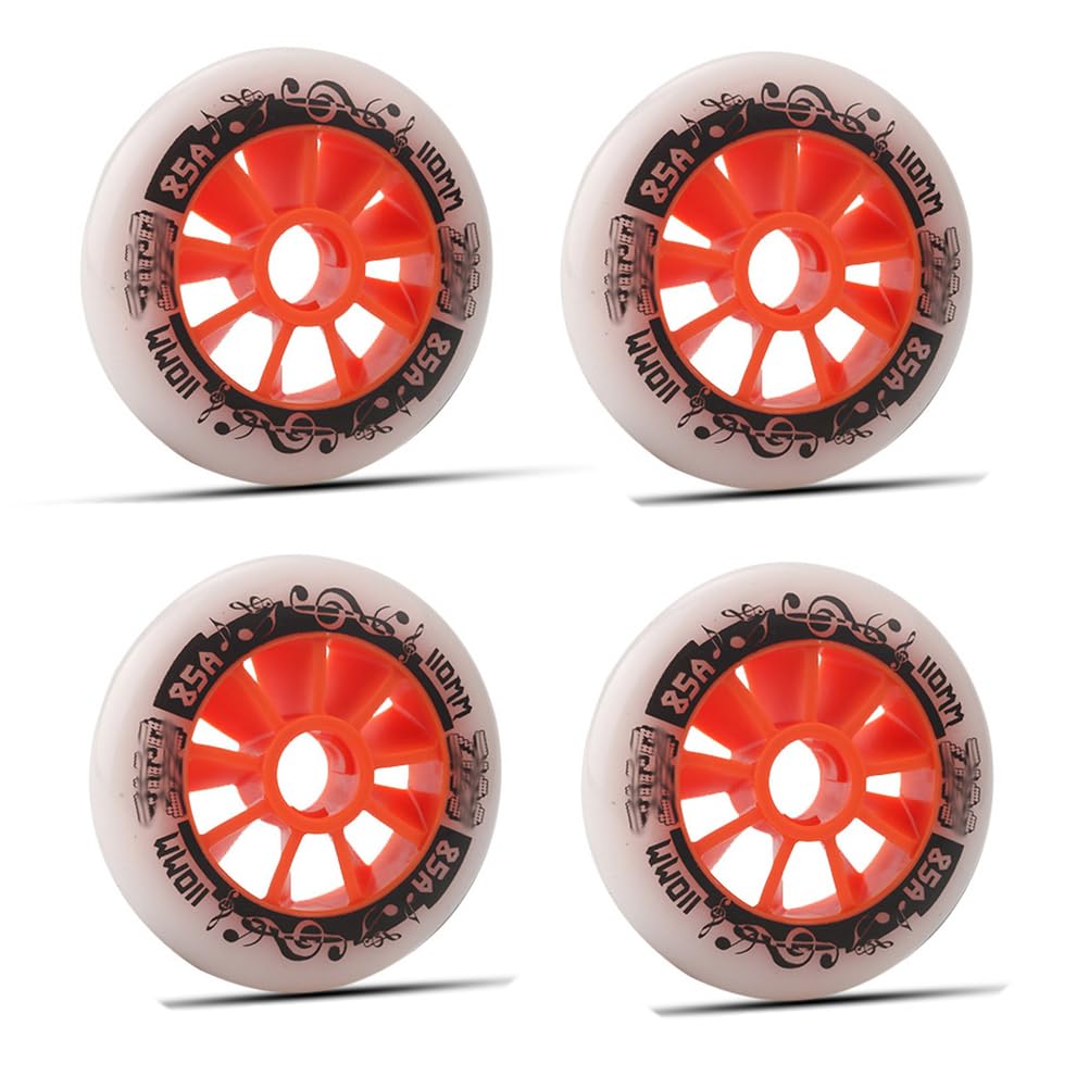 JCXYL EV Indoor/Outdoor Roller Skate Wheels 4 Pack 90mm/100mm/110mm Inline Skate Wheels, 85A Roller Skating Wheel Replacement with bearings