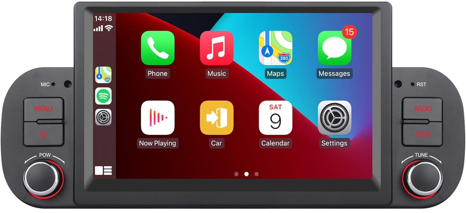 Autoradio doppio DIN per FIAT Panda 2013-2020 Apple Wireless Carplay e Android Auto Voice Control con display touch IPS da 7 pollici/Bluetooth/FM/AM/USB/EQ