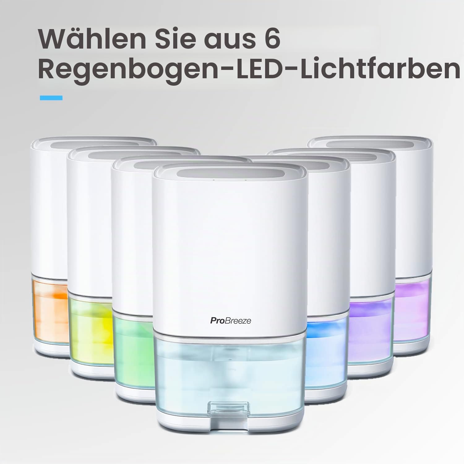 Pro Breeze Luftentfeuchter 1000ml mit Zeitschaltuhr und Nachtlicht - Luftentfeuchter elektrisch gegen Feuchtigkeit, Schmutz, Schimmel in Badezimmer, Schlafzimmer, Kleiderschrank und Keller - Weiß