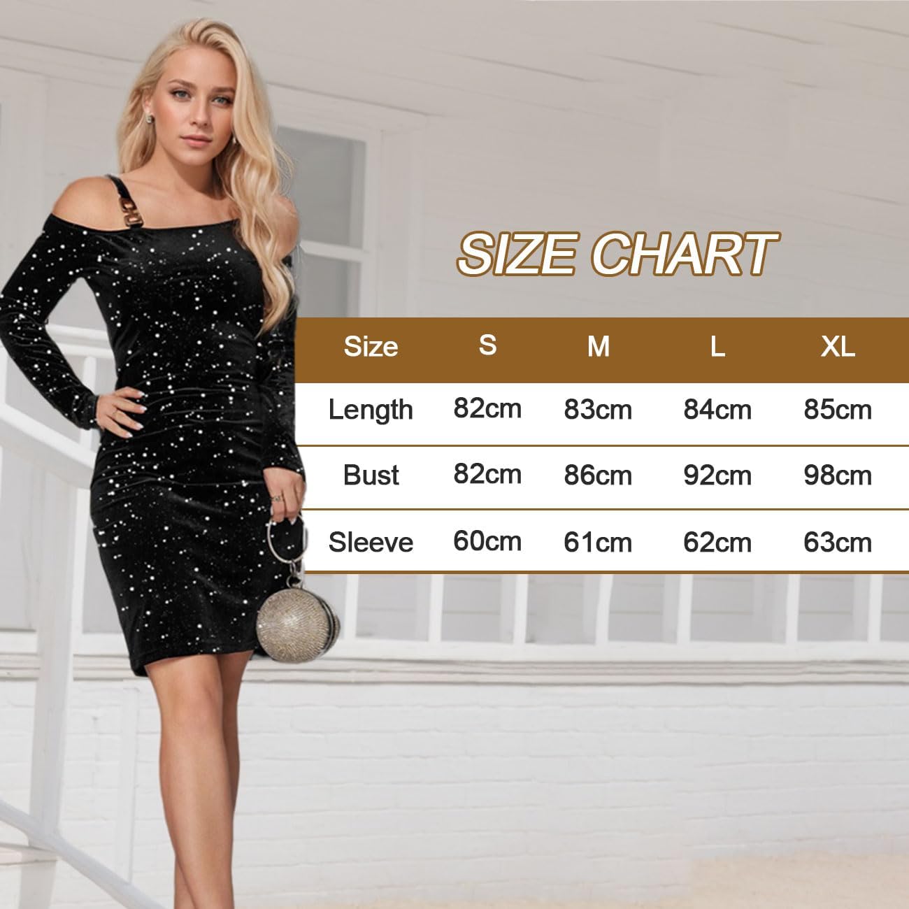 Mini Vestito Sexy di Paillettes da Donna, Abiti da Elegante con Spalle Spioventi Fibbia Quadrata, Corto Cerimonia con Pieghe in Vita Slim Fit Party Club, Nero, S-L