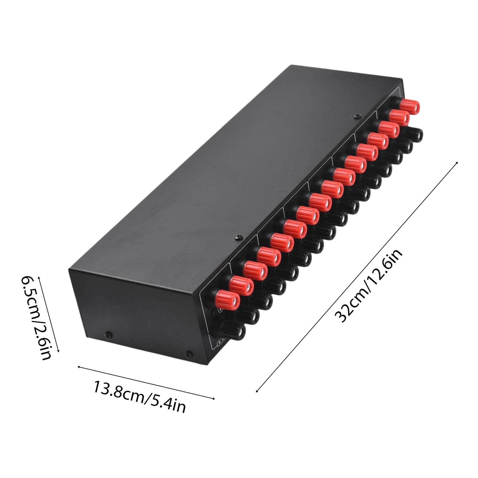Przełącznik Wyboru Głośników Wzmacniacza z Niezależnym Sterowaniem dla Entuzjastów Domowego Sprzętu Audio, Plug and Play dla Audiofilów, Czarna Stalowa Obudowa, rozmiar: 12,6 X 5,4 X 2,6