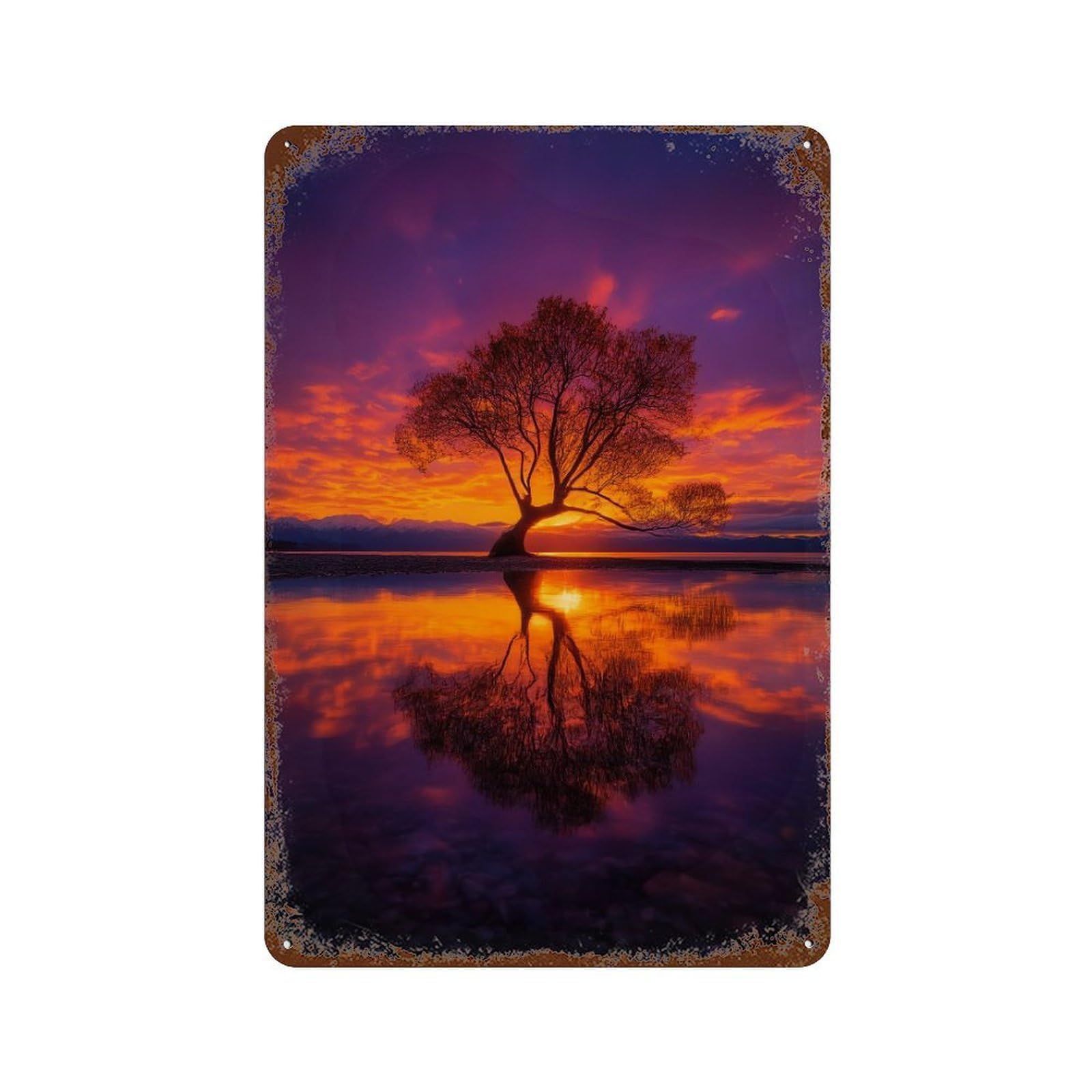 Sunset Reflections Nature's Artistry 11.8"x7.9" Weathered Tin Sign, Shabby Chic Decor for Farmhouse, Kitchen And Entryway Decor