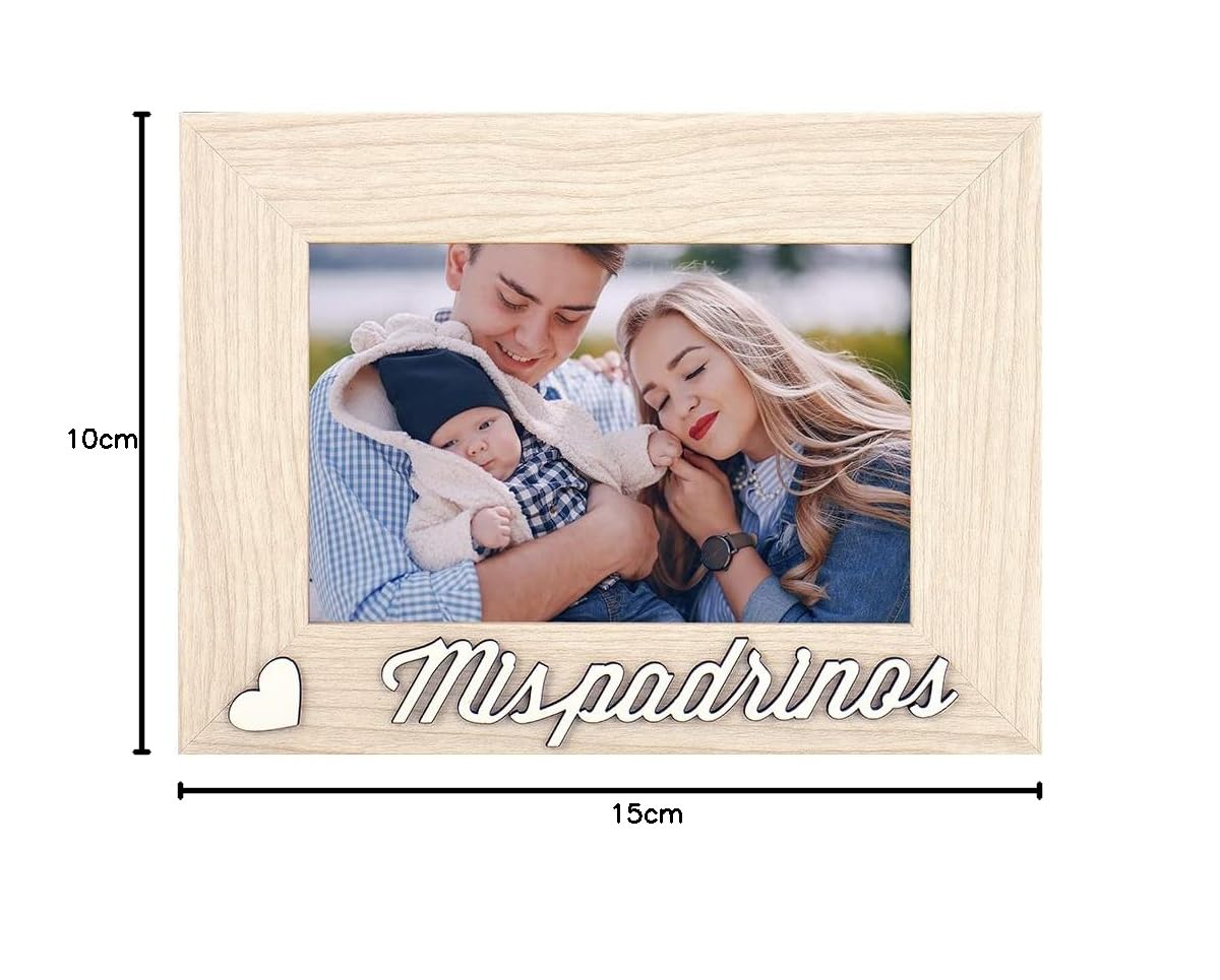 Demark Marco Padrinos| Marco mis padrinos| Portafotos 10x15 cm horizontal| Marcos madera| Marcos bautizo