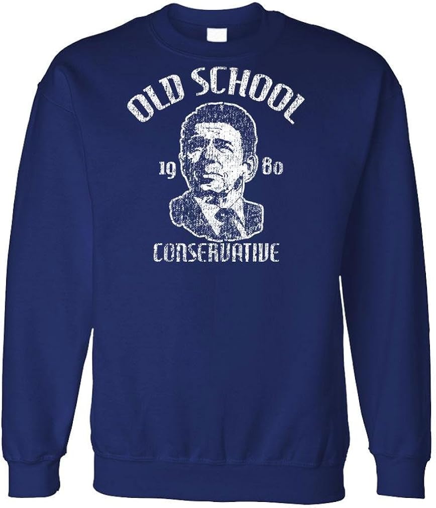 The Goozler Old School Conservative - Ronald Reagan - Fleece Sweatshirt: Clothing