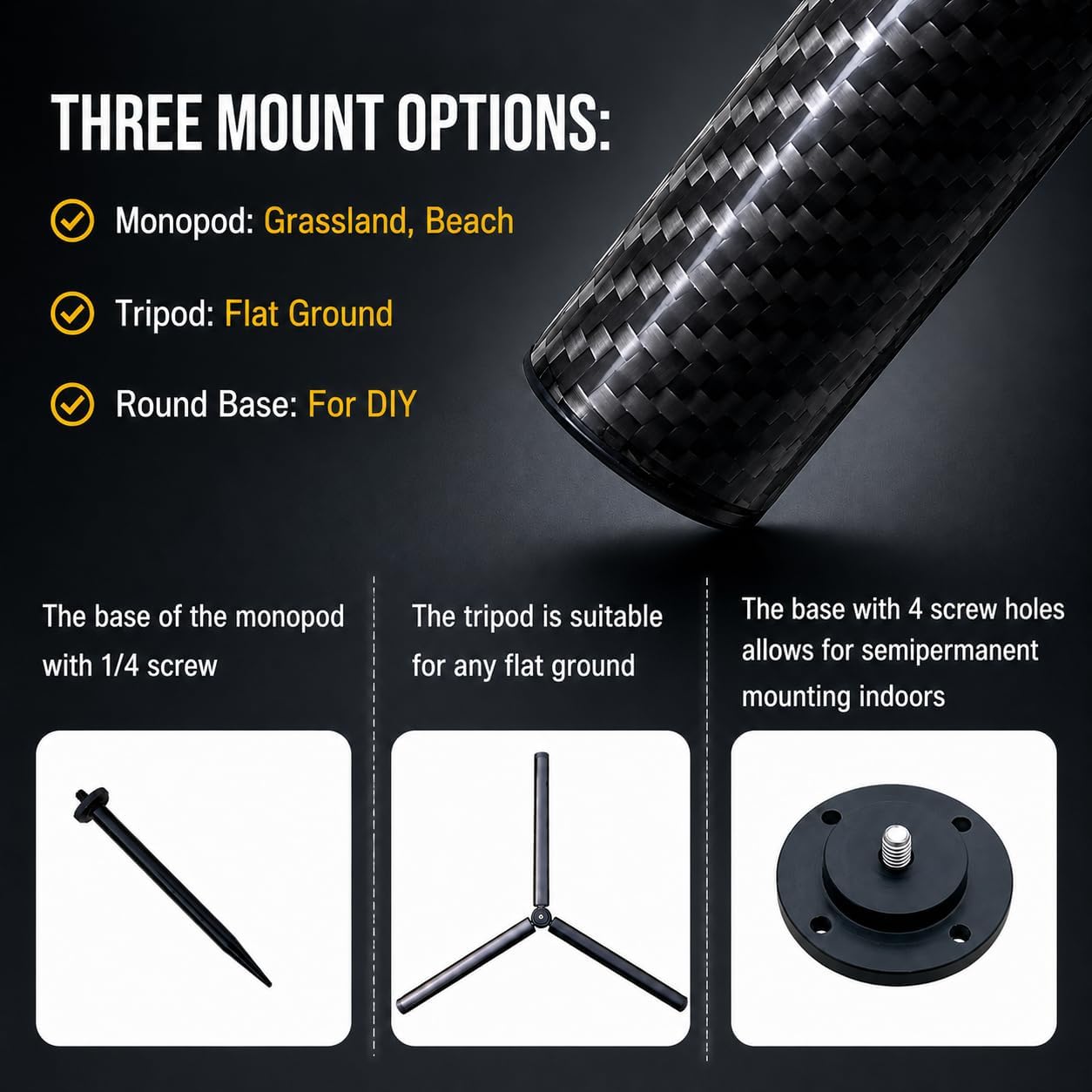 Carbon Fiber Tripod and Monopod Golf Swing Recorder - Ultra Lightweight with MagSafe Magnetic Holder - Adjustable 32-55" Height - Training Aid for iPhone Android (Add Tripod)