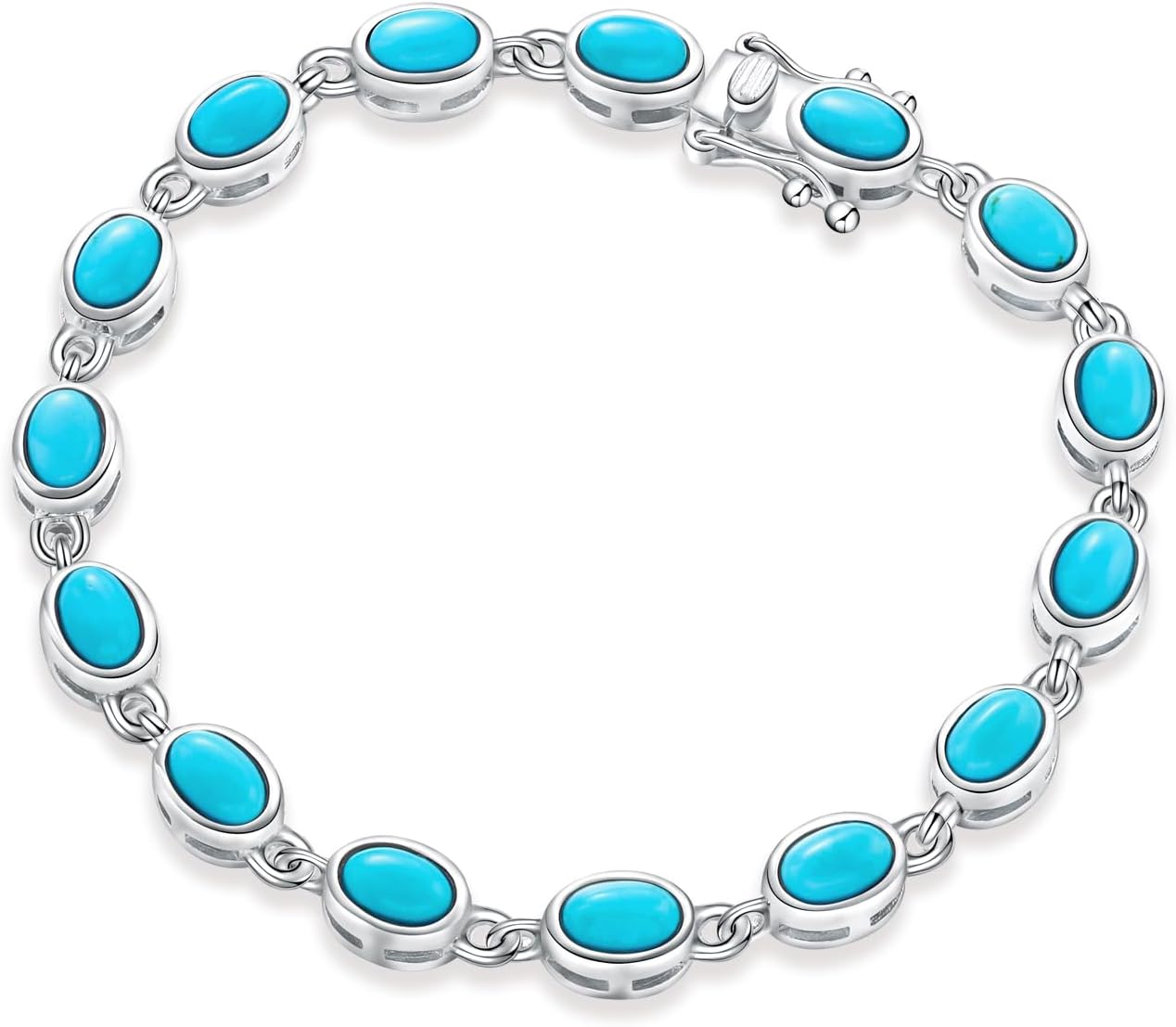 AIBAO Turquoise/Lapis Lazuli/Malachite Tennis Bracelets for Women Sterling Silver Gemstone Stackable Bracelets Western Boho Jewelry for Valentines Anniversary Christmas