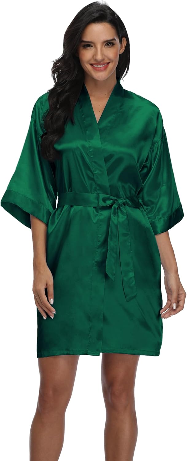 Women's Pure Short Silky Robes Bridesmaid Bride Party Satin Robes Sleepwear - Image 2