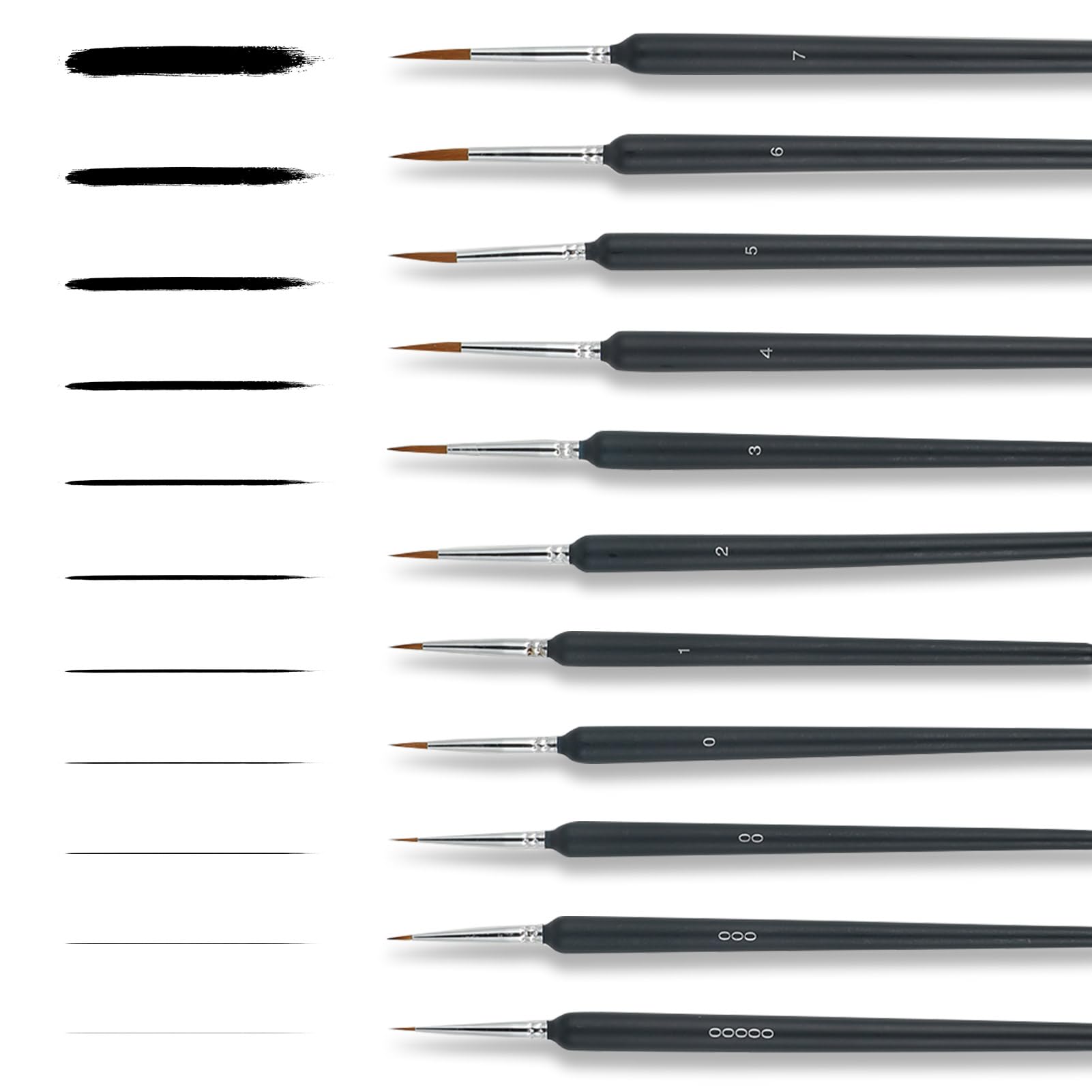 Set 11 Pennelli Pittura Per Dettagli - Ideali Per Acrilico, Acquerello E Miniature