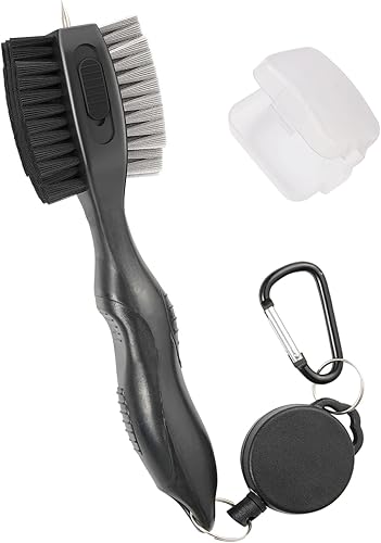 Cepillos para palos de golf, herramienta de limpieza de golf, con clavos de limpieza retráctiles, cerdas de nailon y alambre, cabezal de cepillo