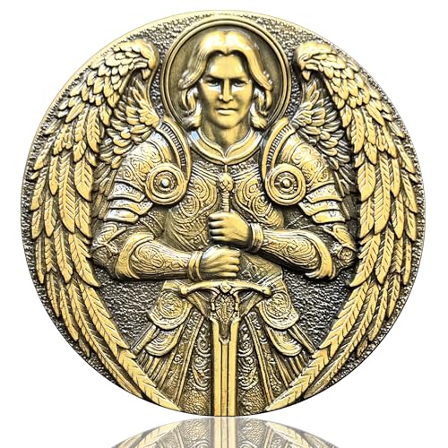 LZWIN Archangel Michael Challenge Coin - 1.57 Inch Zinc Alloy Token Featuring Psalm 91 for Protection and Strength - Perfect Faith Gift for Encouragement