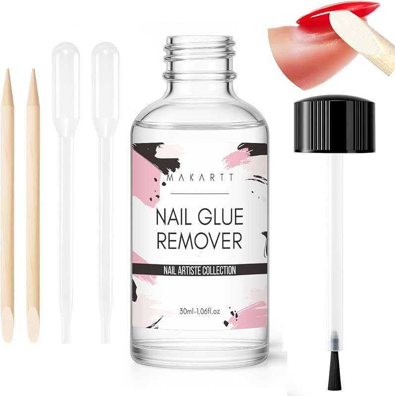 Nail Glue Remover for Press on Nails - 30ML Hema-free, Easy Removal | Brush-on Versatile Debonder for Glue on Nails, Regular Nail Polish， Semi-Solid Glue, Not for UV-cured gel Polish or Builder