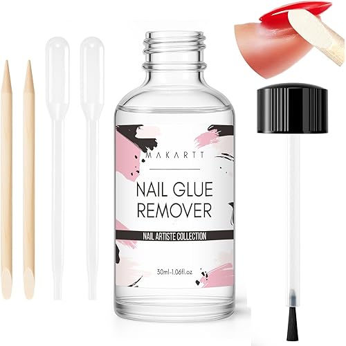 Makartt Nail Glue Remover for Press on Nails - 30ML Glueoff Easy Removal Versatile Debonder for Glue on Tips, Regular Polish, Quick Glues and Semi-Cured Sticker DIY Manicure Supply