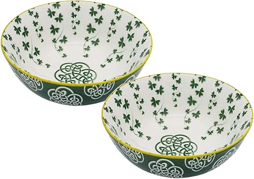 Miniatura 5 de Royal Tara Irish Celtic Bowl Bone China - Juego de cuencos de cerámica coloridos de 5.5 in con trébolcruz celta (2 cuencos de diseño mixto)