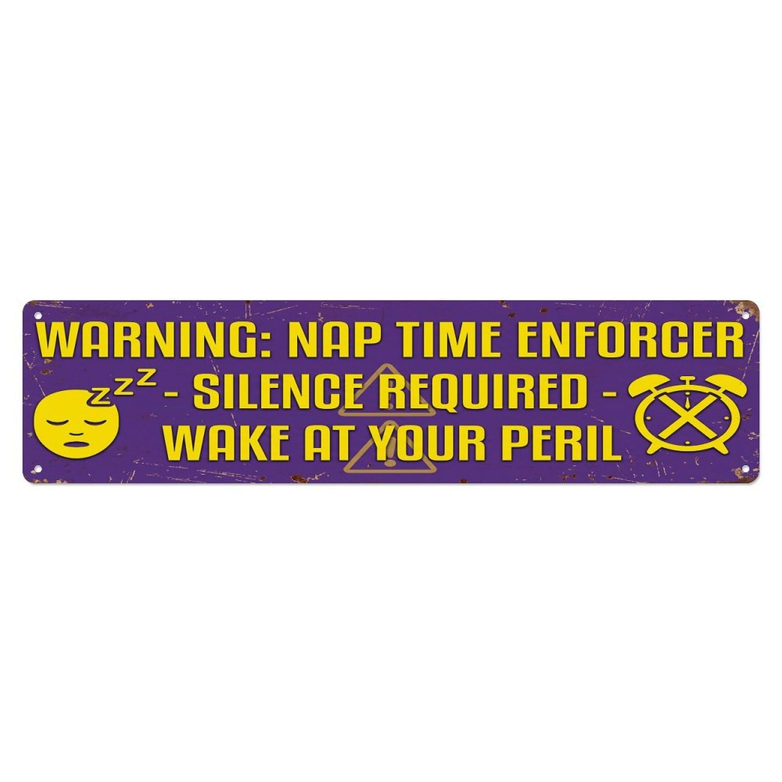 Olhnbad 4X16inch(10X40cm) Vintage Funny Warning Nap Time Enforcer Warning Metal Tin Sign