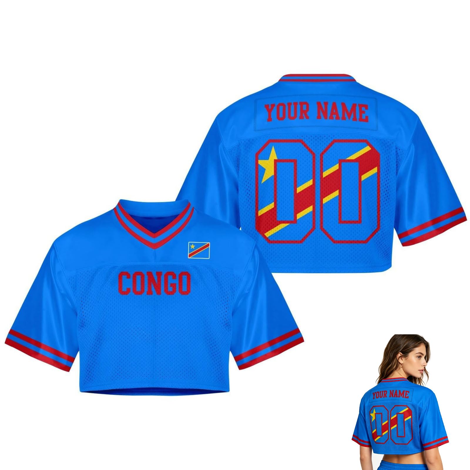2026 World Cup Fan Shirt for Women,Personalised Name & Number, Y2K Crop Style Jersey, Cute Summer Short Sleeve Top for Match Day, Loose Streetwear Perfect Gift for Girls (Co-ngo) — image 1
