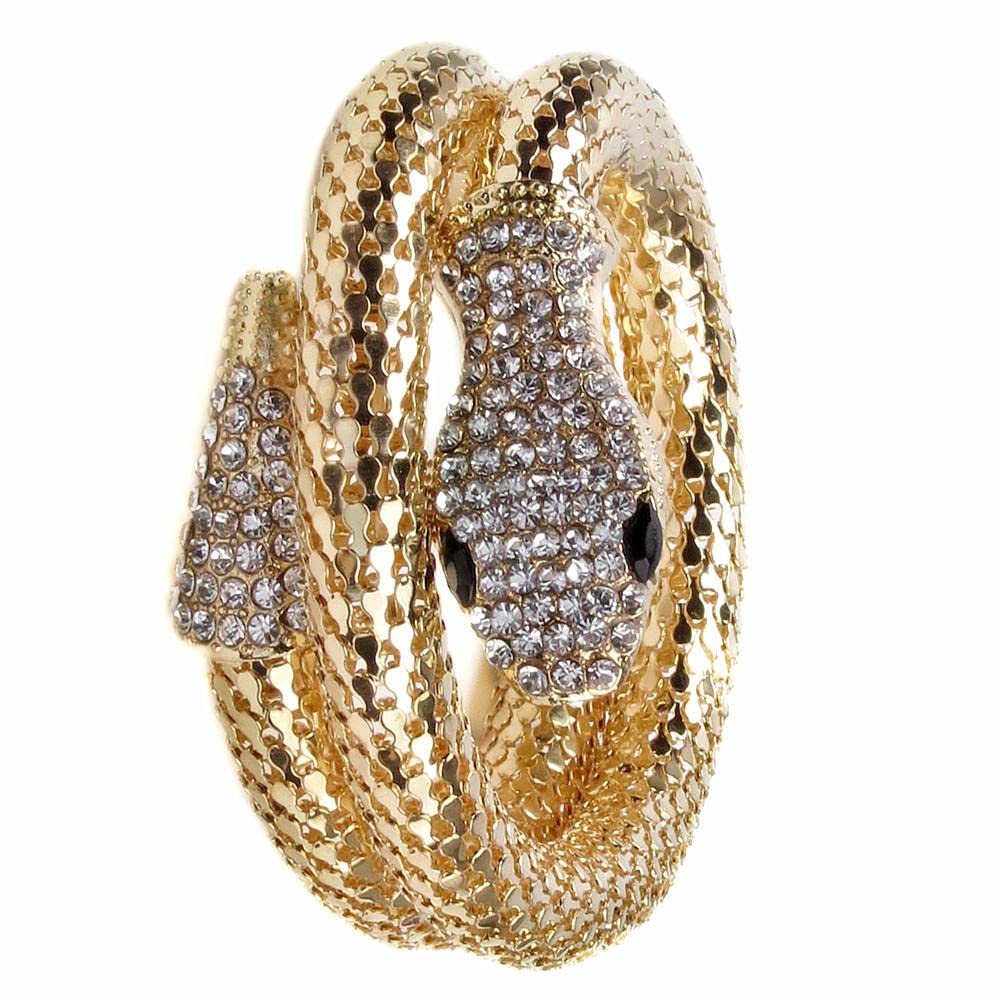 THE STYLE SUTRA Ladys Vintage Retro Punk Crystal Chunky Curved Stretch Snake Nightclub Gold | Bracelets For Unisex Adult (B0C46NHW1Z) Amazon Price History, Amazon Price Tracker
