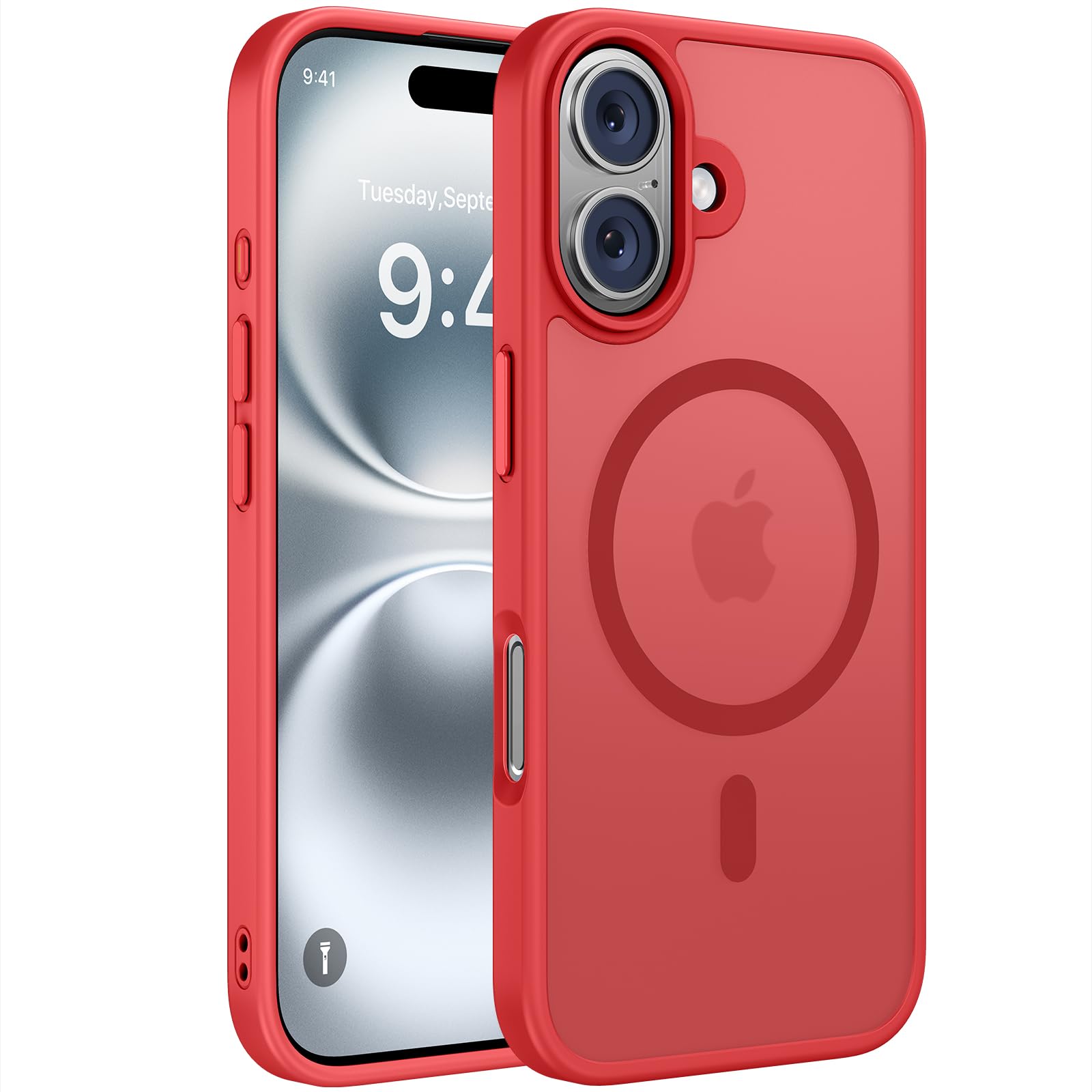 Miracase Magnetic Series for iPhone 16 Case [Compatible with MagSafe] Military-Grade Protection, Anti-Fingerprint, Slim Phone Case for iPhone 16 6.1 inch - Red