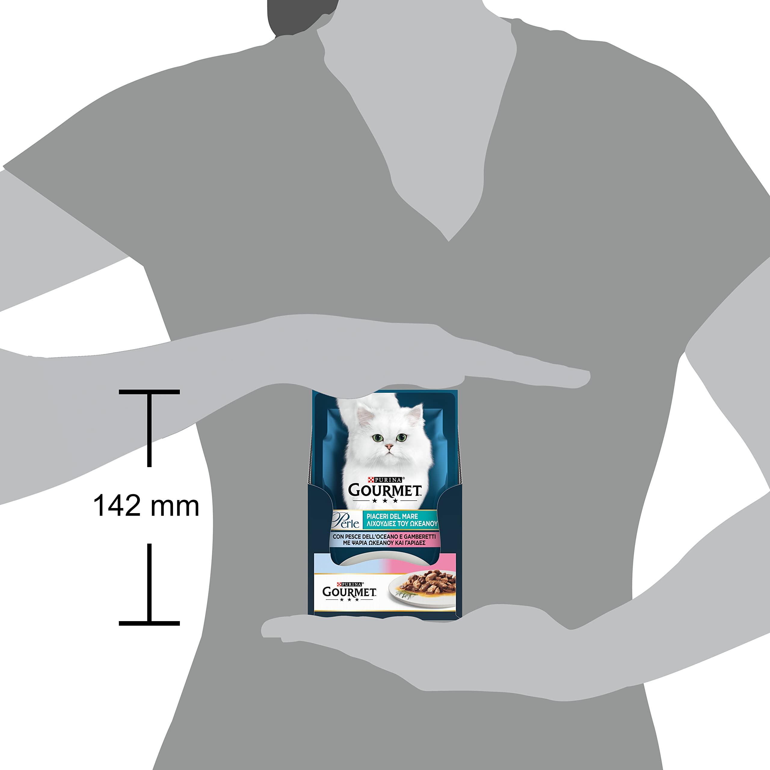 GOURMET Perle Piaceri del Mare Cibo Umido per Gatti Adulti Filettini con Pesce dell'Oceano e Gamberetti 26 Buste da 85g