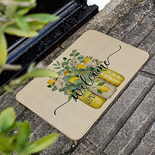 Geeory Summer Door Mat Floral Lemon Welcome Decorative Front Door Mat Farmhouse Home Seasonal Decor For Indoor Outdoor Entrance - 17X29Inch Gk048 #TOP4