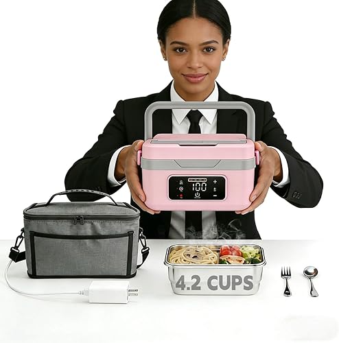 Miniatura 13 de Lonchera térmica – Fiambrera eléctrica para alimentos, calentador de alimentos portátil para el trabajo y los viajes, lonchera calentable caliente