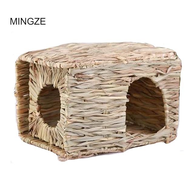 Foto 7 de 8 de MINGZE Folding Straw House, Rabbit Grass House, para Rabbit Guinea Chinchilla Hurón, Multi-Utilidad