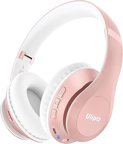 Uliptz Auriculares Bluetooth inalámbricos, tiempo de reproducción de 65 horas, modos de sonido 6EQ, auriculares estéreo de alta fidelidad sobre la