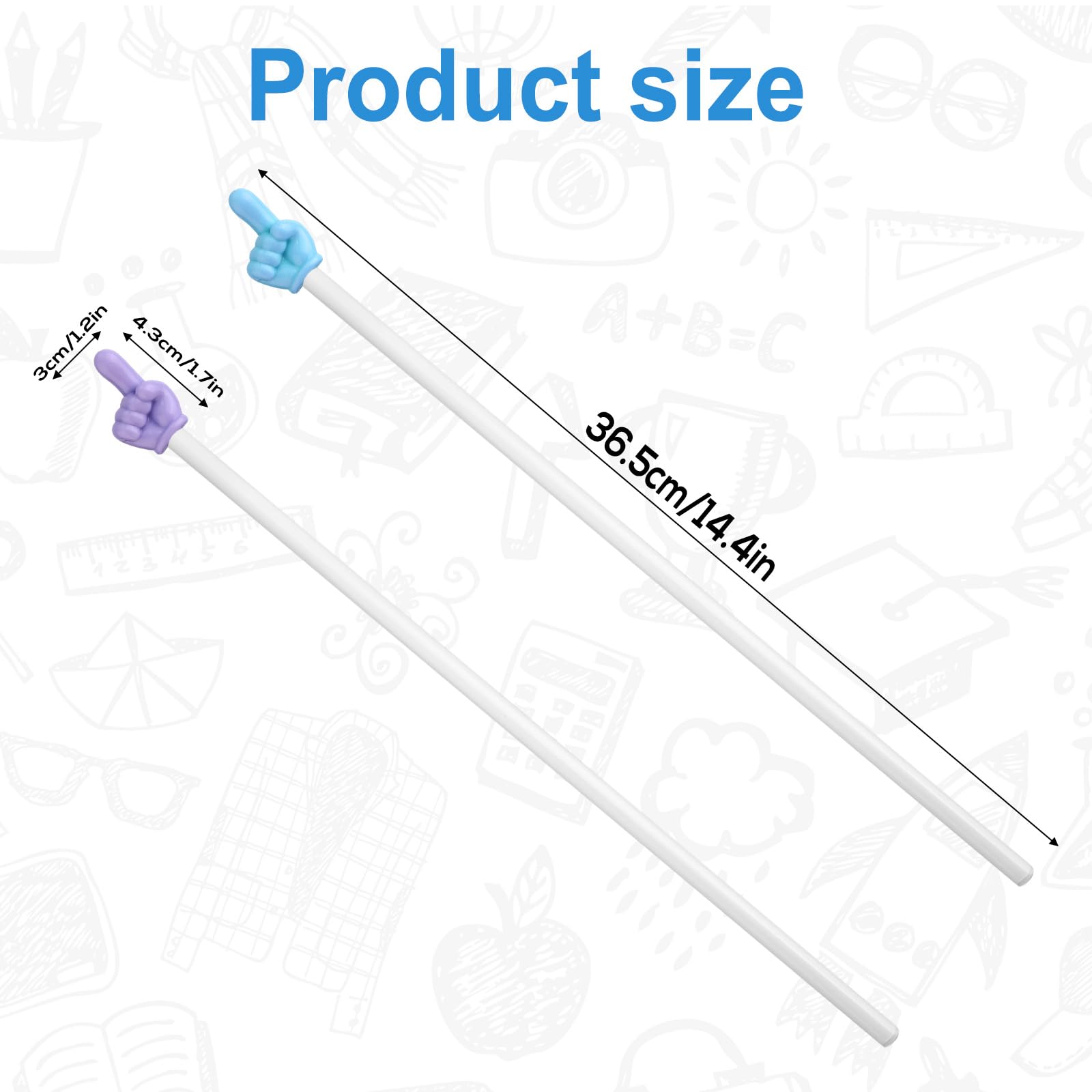2 Pcs Big Finger Teacher Pointers, Hand Shape Reading Guides Pointer Stick Classroom Teaching Aids for Classroom Presentation whiteboard Interactive Learning Reading Supplies(Blue, Purple)
