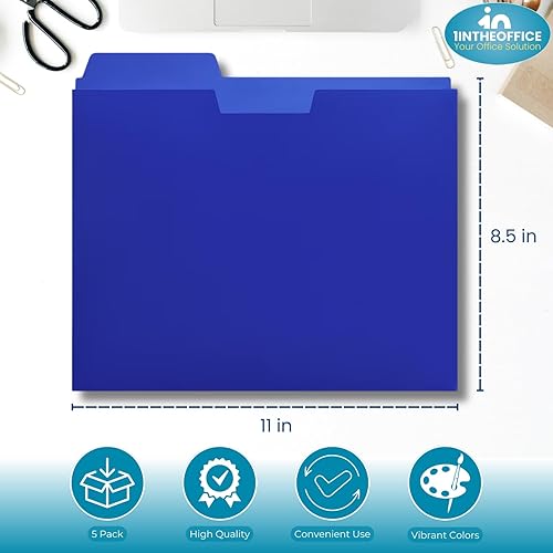 Miniatura 2 de 1InTheOffice Archivadores tamaño carta, carpetas de bolsillo para archivos, chaquetas de plástico para archivos, pestaña de corte de 13, 8.5 x 11