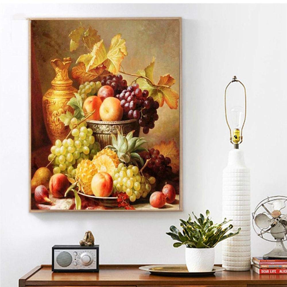 Kit Peinture Diamant 5D DIY Raisins 50x70 Cm - Diamants Strass, Toile HD, Activité Créative Décoration Murale