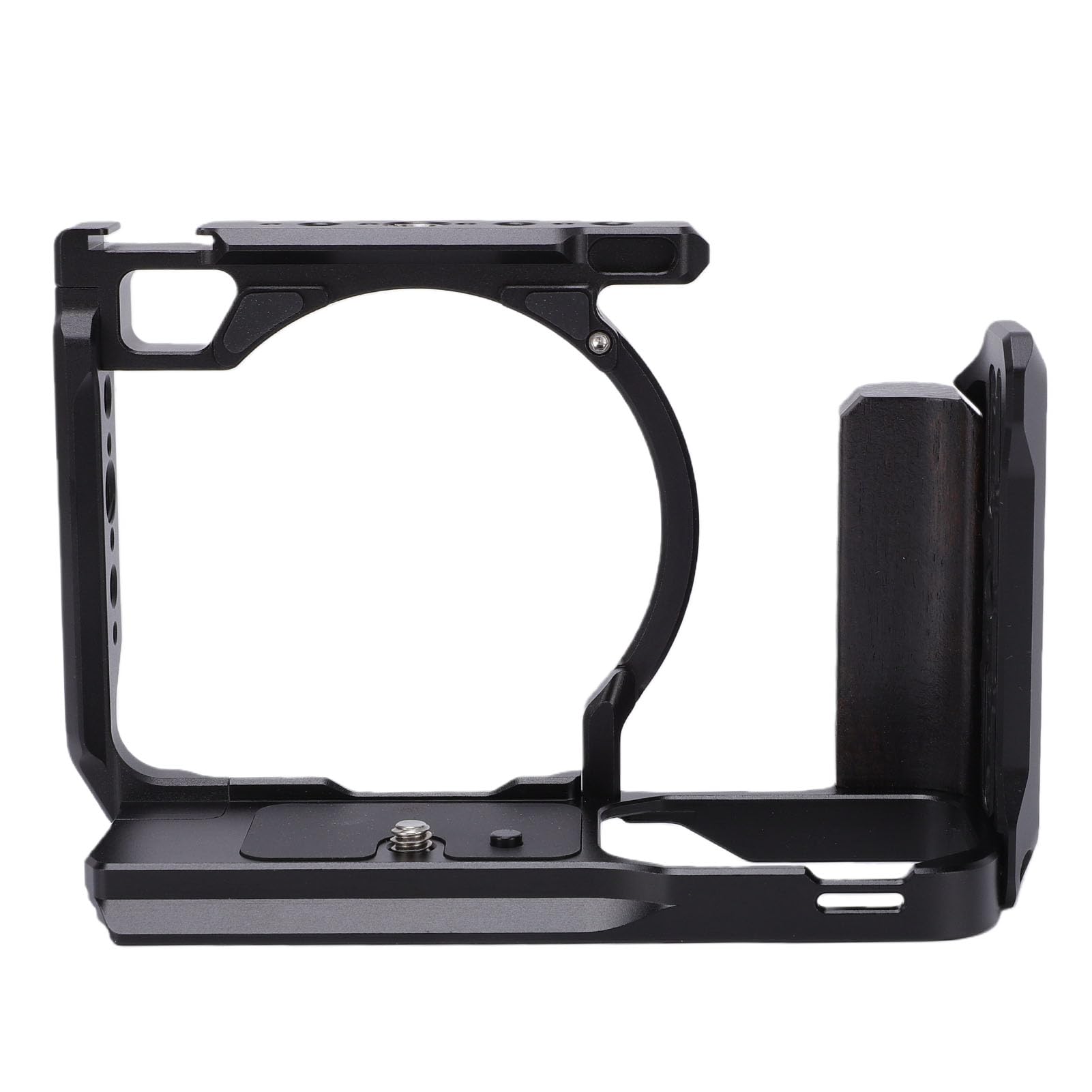 Jiawu Gabbia per Fotocamera ZR, Attrezzatura Protettiva per Produzione Video con Manico in Legno e Supporti Filettati, Realizzata in Alluminio Ad Alta Resistenza (BLACK)