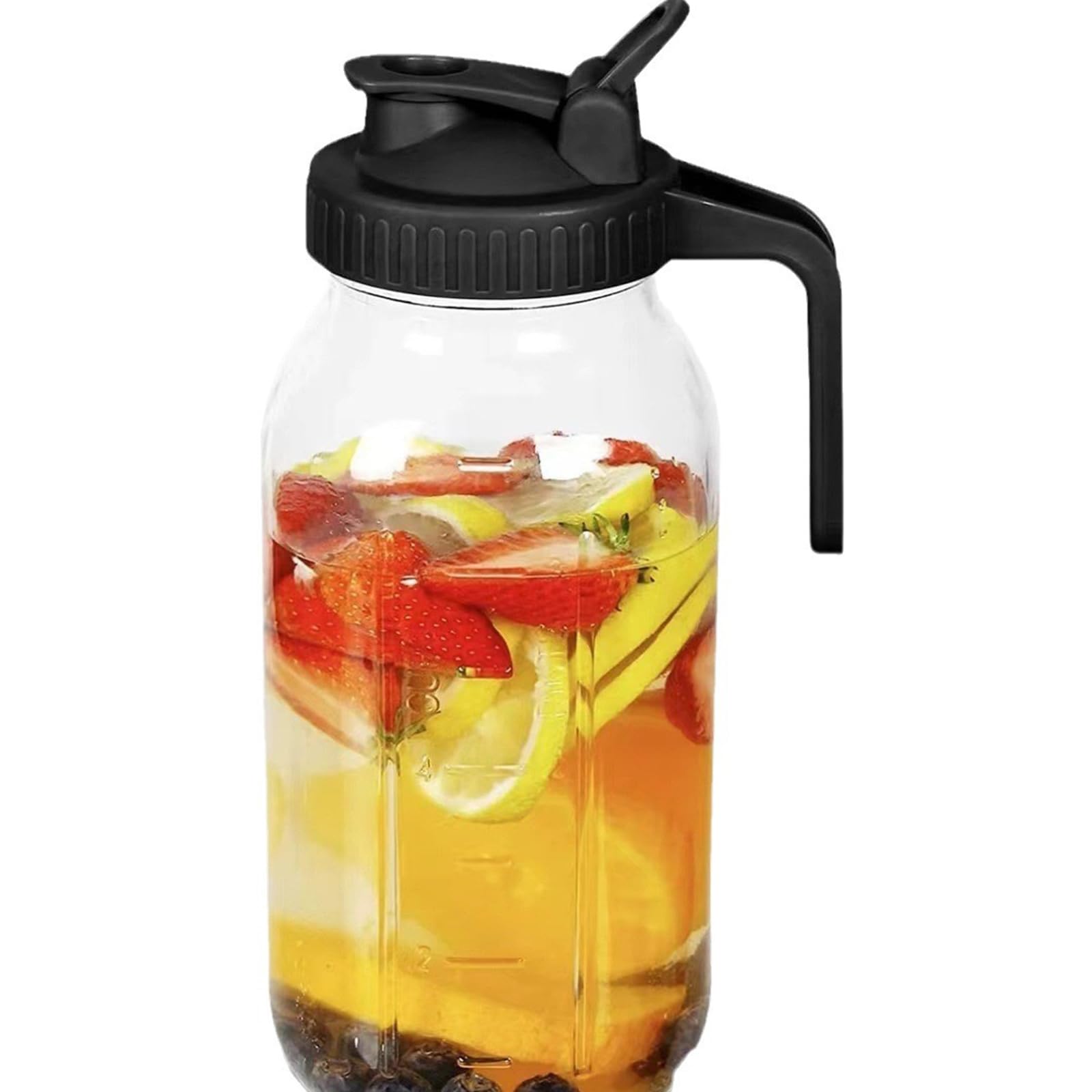 Cold Brew Kaffeemaschine, 2 l, Eiskaffeekrug aus Glas mit Auslaufdeckel, Edelstahlbürste und superdichtem Filter mit Griff