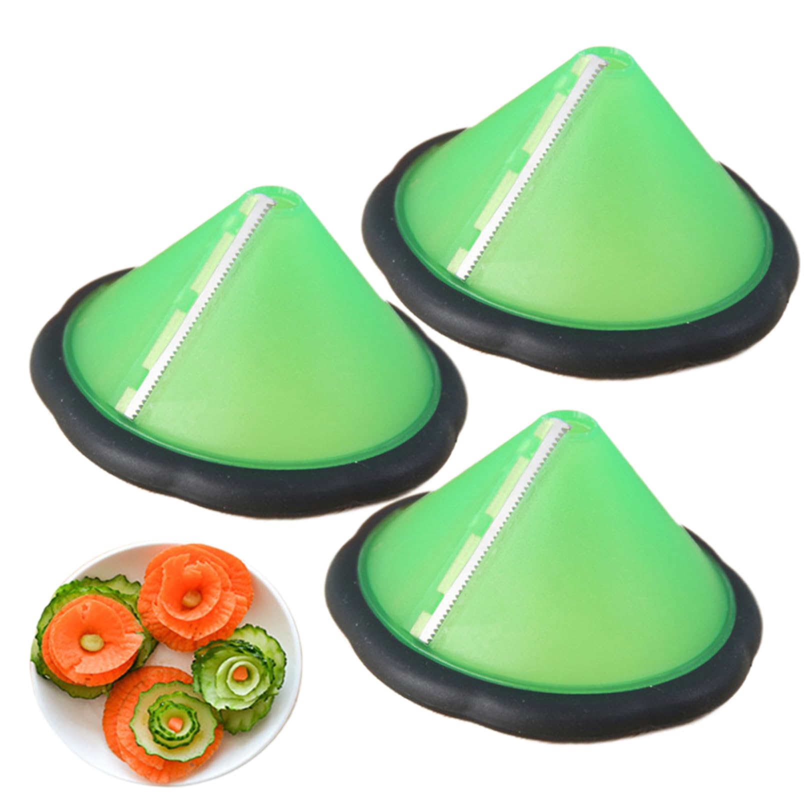 Perodlly 3Pcs Cucumber Slicer Stainless Steel Cucumber Peeler Spiral Carrot Peeler and Curler Root Vegetables Fruits Slicer Sharpener Kitchen Gadgets Tool.