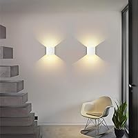 Vista 2 de Lightess Aplique de pared moderno mini de 10 W blanco cableado, juego de 2 luces de montaje en pared para interiores, mini lámpara de pared LED